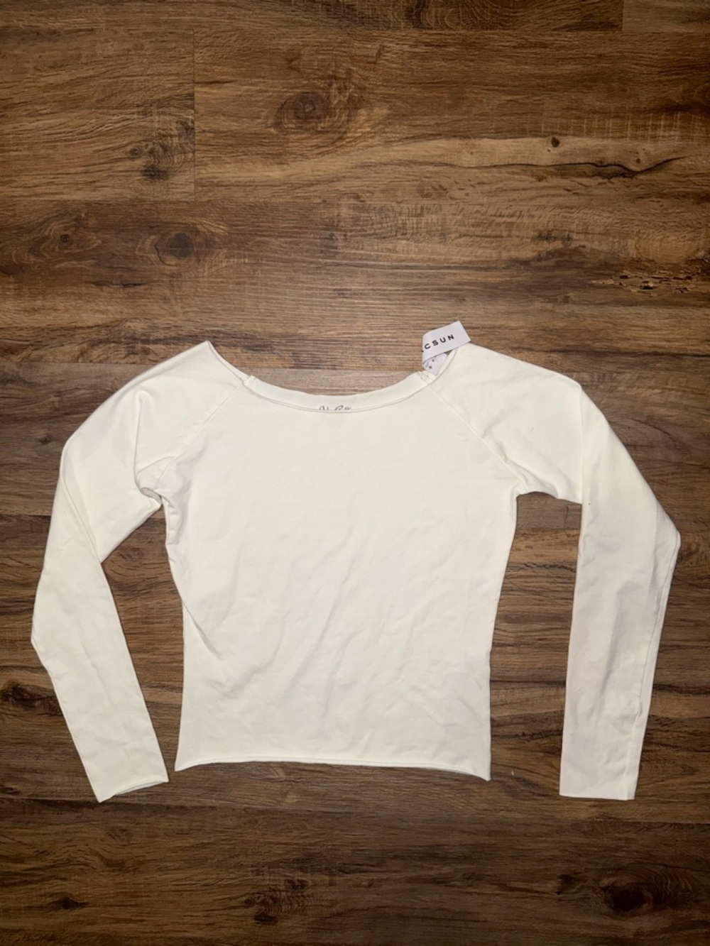 Brandy Melville Off-the-Shoulder White Long Sleeve Top